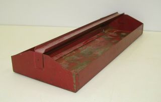Vintage Red Metal Tool Box Tray Tote Garden Country Farm Decor