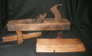 3 Vintage Antique Wooden Wood Trim Plane Hand Tools