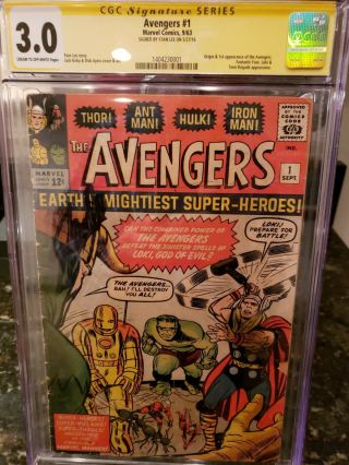 Avengers 1 Cgc 3.  0 Signature Series: Origin Of The Avengers Signed By Stan Lee