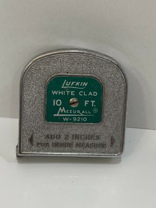 Vintage Lufkin 10ft Tape Measure White Clad Metal Tape Usa Made Mezurall W - 9210