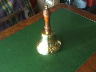Large Vintage Brass School Bell In 9 3/4 " By 5 1/2 "