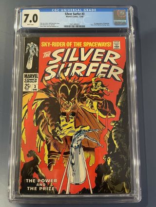 Silver Surfer 3 Cgc 7.  0 White Pages 1968 Marvel First Mephisto