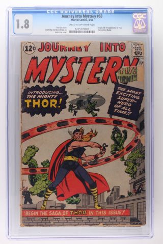 Journey Into Mystery 83 - Marvel 1962 - Cgc 1.  8 - Origin & 1st App Of Thor