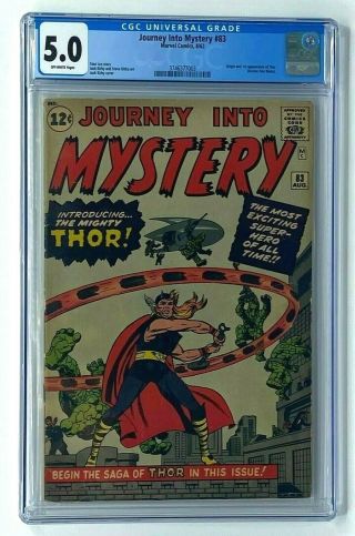 Journey Into Mystery 83 Marvel 1962 Cgc 5.  0 Thor Origin & 1st Appearance