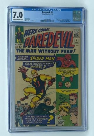 Daredevil 1 Marvel Comics 1964 Cgc 7.  0 Origin & 1st Appearance Of Daredevil