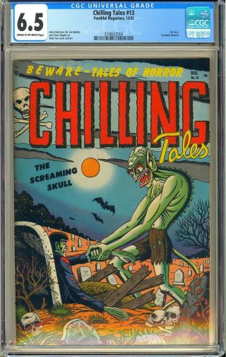 Chilling Tales 13 (1) Owner Pre - Code Horror Youthful 1952 Cgc 6.  5