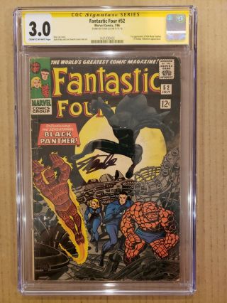 Fantastic Four 52 Cgc 3.  0 Ss Stan Lee 1st Appearance Black Panther Case