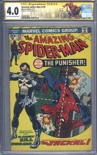 Spider - Man 129 Vol 1 Cgc 4.  0 Ss Signature Series Stan Lee 1st Punisher