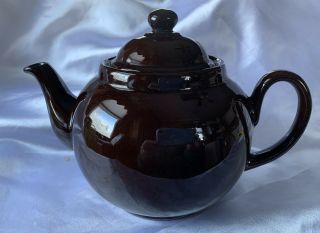 Vintage Brown Betty Style Glossy Redware Teapot Made In England