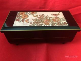 Westland Vintage Black Lacquer Music Jewelry Box 8561/b Made In Japan