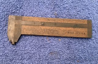 Vintage Stanley No.  136 Wood Brass Caliper 4” Long