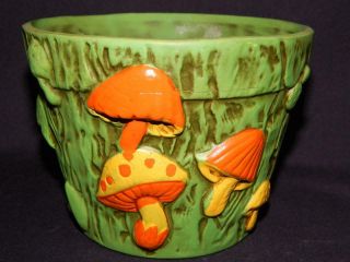 Vintage Mid Century Modern Made In Japan Ceramic Mushroom Toadstool Planter 4x5 "