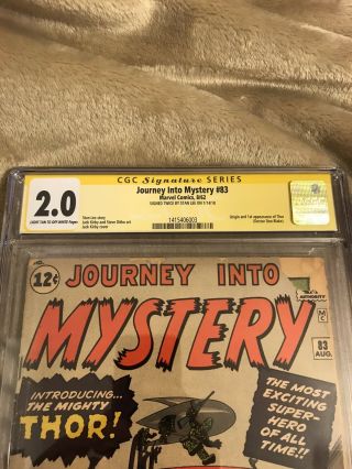 Journey into mystery 83 (1962,  Marvel) CGC 2.  0 SS Stan Lee 1st App.  of Thor 3