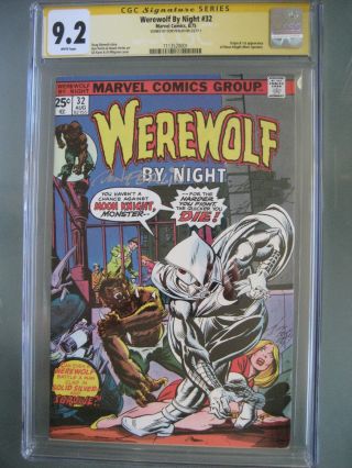 Werewolf By Night 32 Cgc 9.  2 Ss Signed Don Perlin Origin & 1st Moon Knight