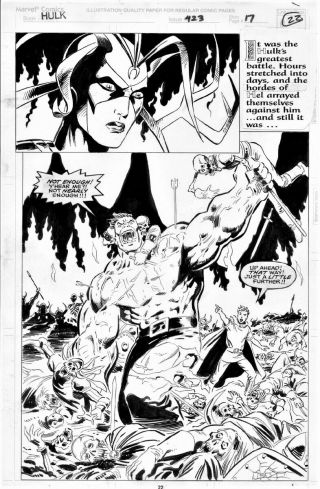 Hulk 423 Page 22 Splash Art Hulk Vs Hela & Underworld By Gary Frank