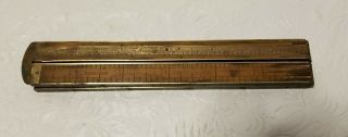 Lufkin No.  781c Boxwood 24 " Folding Caliper Rule Wooden Brass Ruler Vintage