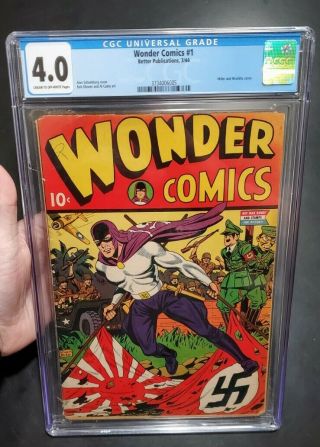 Wonder Comics 1 Cgc 4.  0 Classic Schomburg Hirohito & Hitler Cover