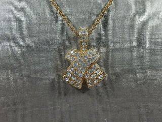 Vtg Swarovski Swan Signed Clear Crystal X Cross 17 " 18k Gp Pendant Necklace