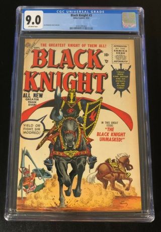 Black Knight 3 Cgc 9.  0 Atlas Comics 1955 Off White Pages Highest Graded On Cgc