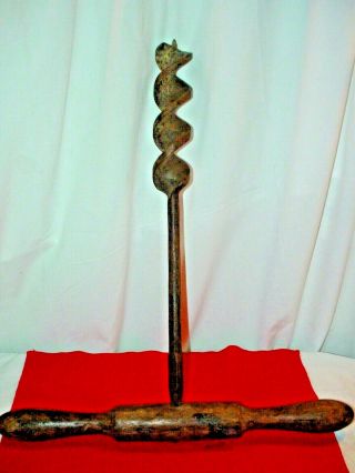 Auger Hand Drill - Antique Barn Beam Auger Hand Turn Drill - 2 " Drill End