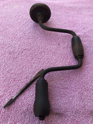 Antique Hand Drill Auger Bit Brace Vintage Tool W/miller Falls Screwdriver