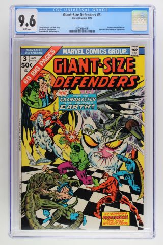 Giant - Size Defenders 3 - Marvel 1975 Cgc 9.  6 1st App Of Korvac Daredevil App