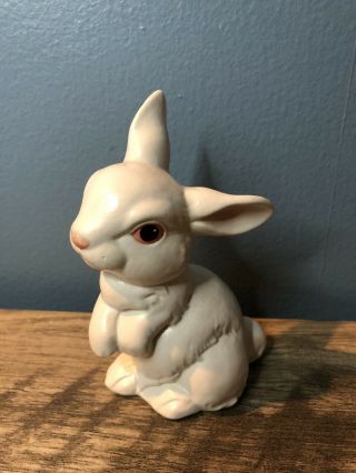 Goebel Vintage Hummel White Bunny Rabbit Figurine Pink Eyes 1984