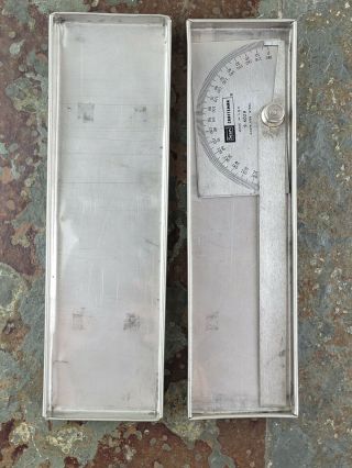 Vintage Sears Craftsman Protractor 9 - 4029 Stainless Steel W/ Case