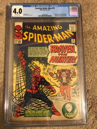 Spider - Man 15 Cgc 4.  0 First Appearance Of Kraven The Hunter Major Key