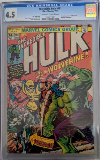 Incredible Hulk 181 - 1st Appearance Of Wolverine - Cgc Grade 4.  5 - 1974