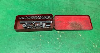 Vintage Stevens Walden Inc.  1/4  Drive Socket Wrench Set With Metal Case
