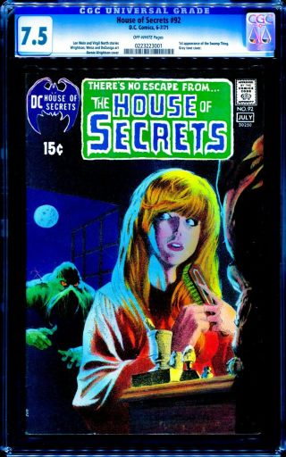1971 Dc Comics House Of Secrets 92 Cgc 7.  5 Ow 1st Swamp Thing Hot Key Wrightson