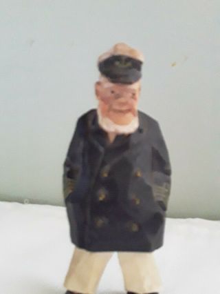 Vintage Carved Wooden Seaman,  Sea Captain,  Great Detail,  5 Inches Tall