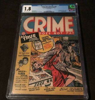 Crime Does Not Pay 24 Cgc 1.  8 First Appearance Mr.  Crime Classic Cover Hanging