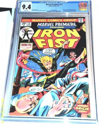Marvel Premiere 15 May 1974 Cgc 9.  4 Nm Marvel 1st App Iron Fist White Pages