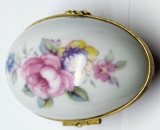 Artoria Limoges Snuff Trinket Egg Shaped Box Hand Painted Easter