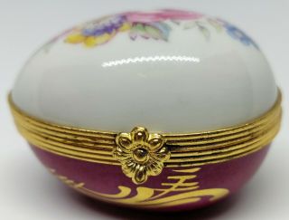 Artoria Limoges Snuff Trinket Egg Shaped Box Hand Painted Easter 2