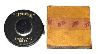 Vintage Lufkin “universal” Steel Tape 50 Ft 543 And Instruction