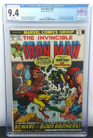 Iron Man 55 Cgc 9.  4 Nm 1st Appearance Thanos Drax White Pgs Avengers 1972 55 1