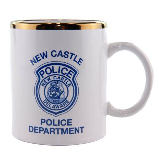 Castle County Police Department Delaware Ceramic Coffee Mug Gold Trimmed