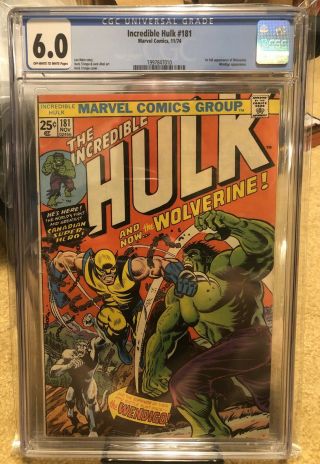 The Incredible Hulk 181 Cgc 6.  0 First Appearance Wolverine 1st Full