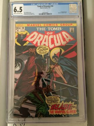 Tomb Of Dracula 10 (marvel,  1973) Cgc 6.  5 Ow To White First Appearance Blade