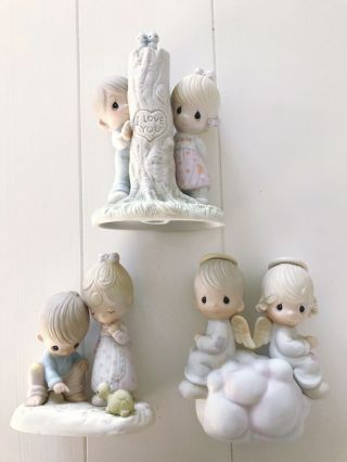 Enesco Precious Moments Set Of 3 Porcelain Figurines E - 3113 E - 3115 E - 3116