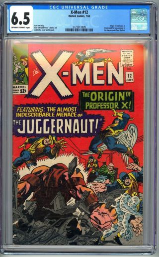 X - Men 12 - Cgc 6.  5 Ow/wp - Fn,  1st Juggernaut - Origin Professor X
