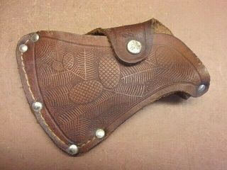 Estwing 2 Small Tooled Leather Ax Sheath Stitched & Riveted 4 1/2 " X 3 1/2 "