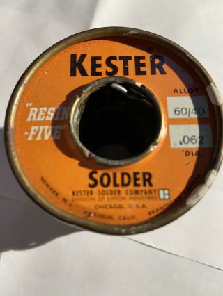 Vintage Kester Solder 60/40 0.  62 15 Oz A1b