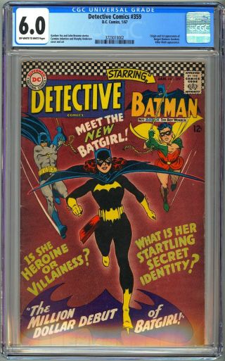 Batman Detective Comics 359 - Cgc 6.  0 - Ow/wp Fn - 1st Batgirl Barbara Gordon