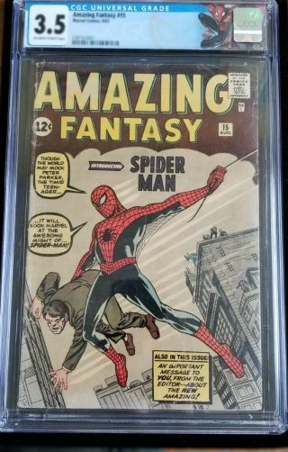 Fantasy 15 - Cgc 3.  5,  1st Appearance Of Spiderman,  Off White To White