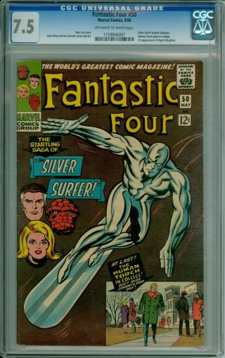 Fantastic Four 50 Cgc 7.  5 Classic Silver Surfer Cover 1966 Cbcs @guardian_comics