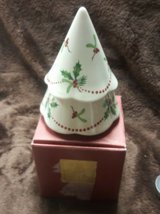 Lenox Tree Bright Christmas Porcelain Tea Light Votive Candle Holder With Candle